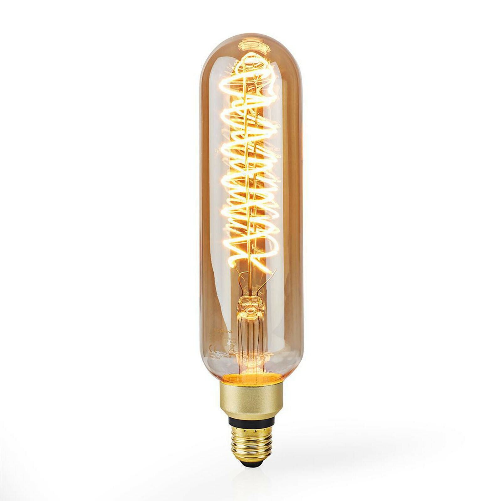 Nedis LED Filament Bulb E27, Dimmable Spiral T65, 600lm, 8.5W, Gold Smoke Glass, Eco-Friendly with 15,000h Lifespan