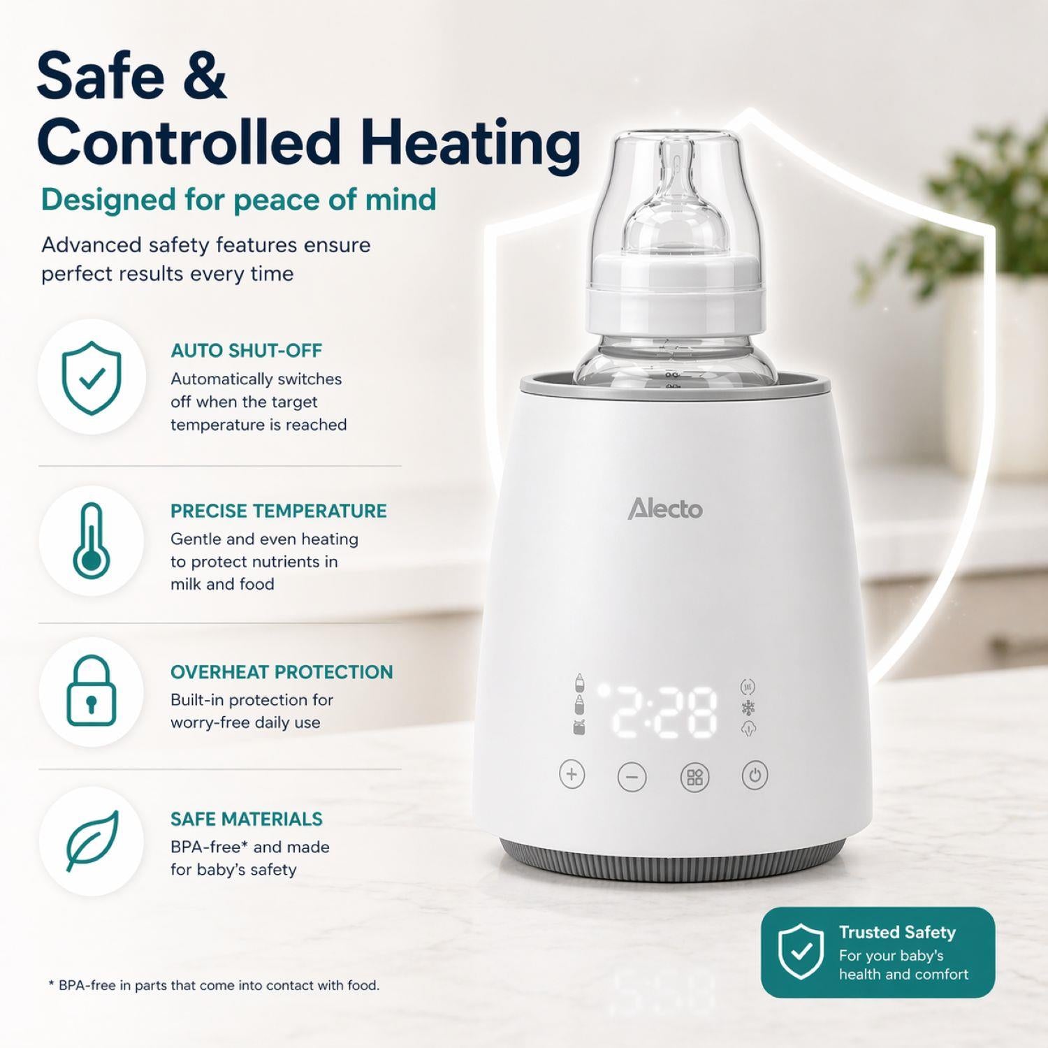 Alecto Fast Bottle / Food Warmer / Steriliser with Smart Temperature Control, Warms Evenly