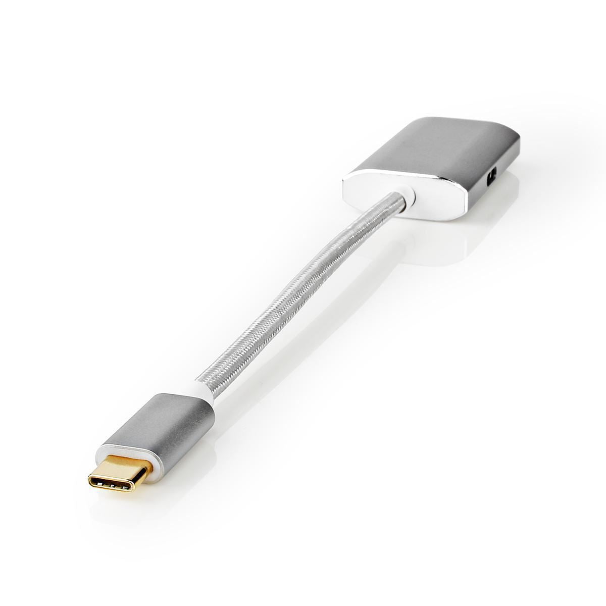 Nedis USB-C™ Adapter | USB 3.2 Gen 1 | USB-C™ Male | HDMI™ Output | 4K@60Hz | Power delivery | 0.20 m | Round | Gold Plated | Braided / Nylon | Silver | Cover Window Box