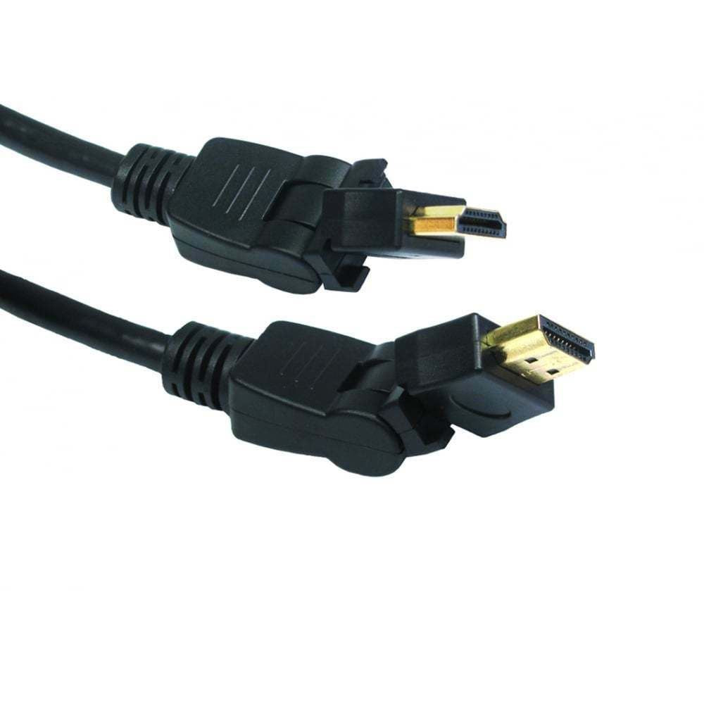 High Speed HDMI™ Cable | HDMI™ Connector | HDMI™ Connector | 1.00 m | Round | Rotating Ended | Black