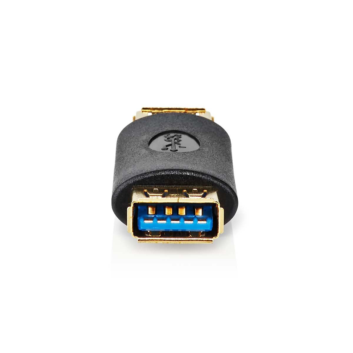 Nedis USB-A Adapter | USB 3.2 Gen 1 | USB-A Female | USB-A Female | 5 Gbps | Round | Gold Plated | Anthracite | Box