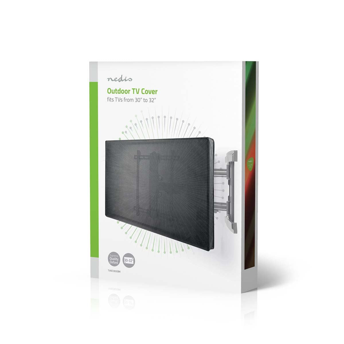 Nedis Outdoor TV Screen Cover, 30-32 in, Weatherproof Oxford Cloth, 360 Protection From Rain, Sunlight, Dust & Wind, with Side Zips & Remote Control Pocket, for Garden, Pub or Commercial Use