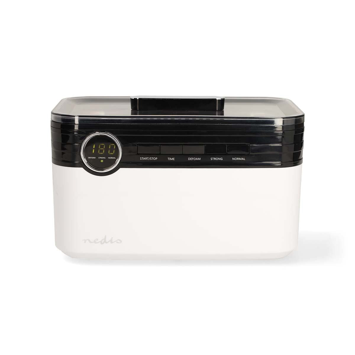 Nedis Digital Ultrasonic Jewellery Cleaner, 1800 ml Tank, 43 kHz Sonic Cleaning, 3 Modes with LED Timer – White