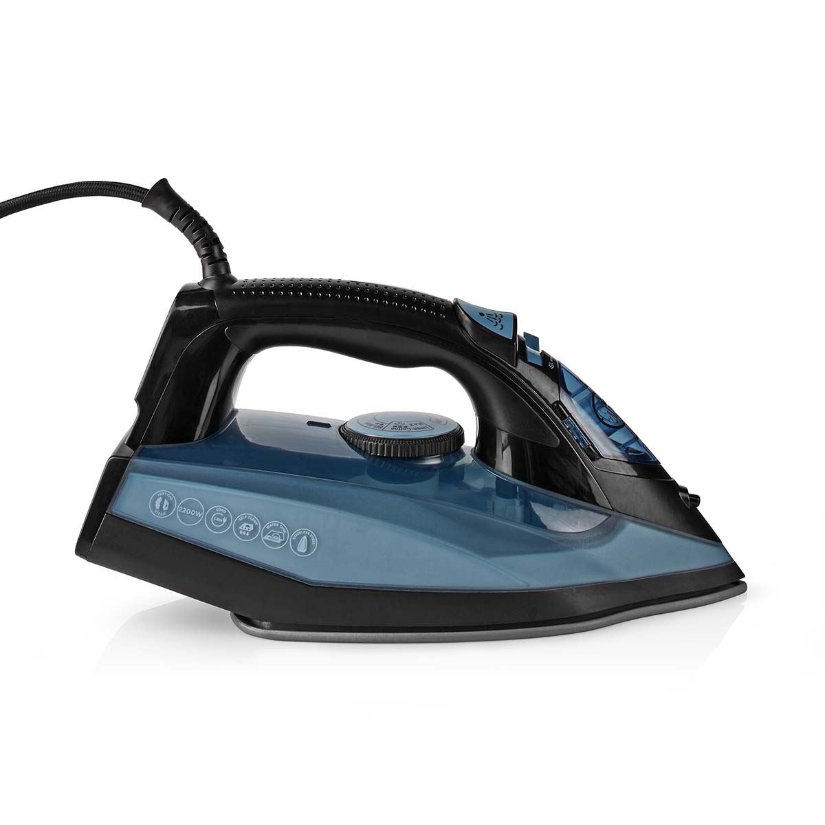 Nedis Steam Iron 2600W, Powerful Fast Heating, Adjustable Steam Control, Vertical Steam Spray Function, Extra Large 280ml Water Tank, Stainless Steel Soleplate - Blue