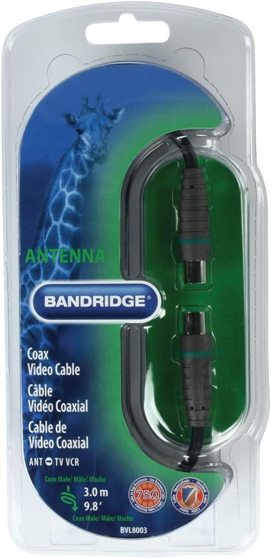 Bandridge 3m Digital TV Ariel Cable Lead Connector Male to Male - Grey