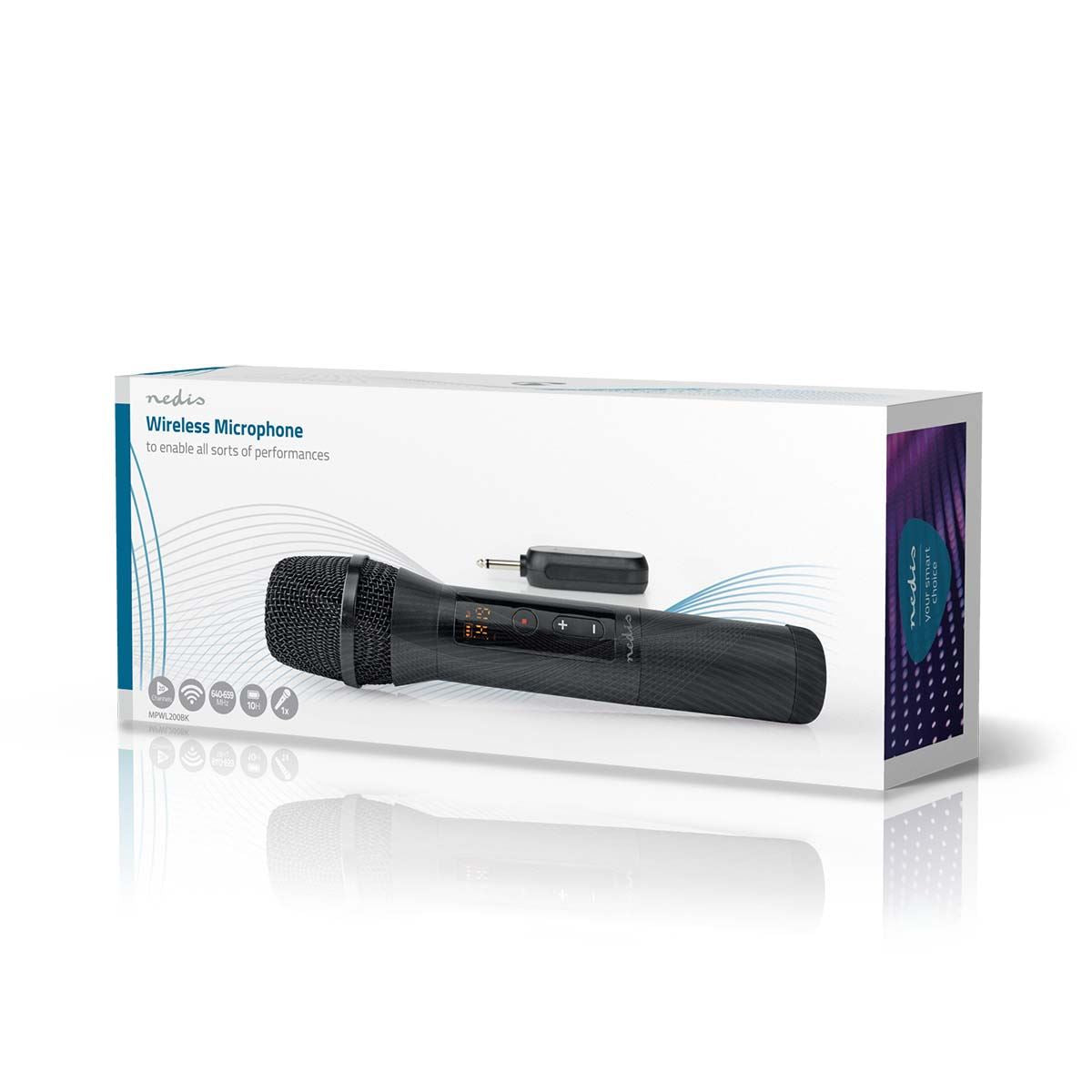 Nedis Wireless Microphone Set | 20 Channels | 1 Microphone | Cardioid | 70 Hz - 13 kHz | 1000 Ohm | -95 dB | Volume control | Black