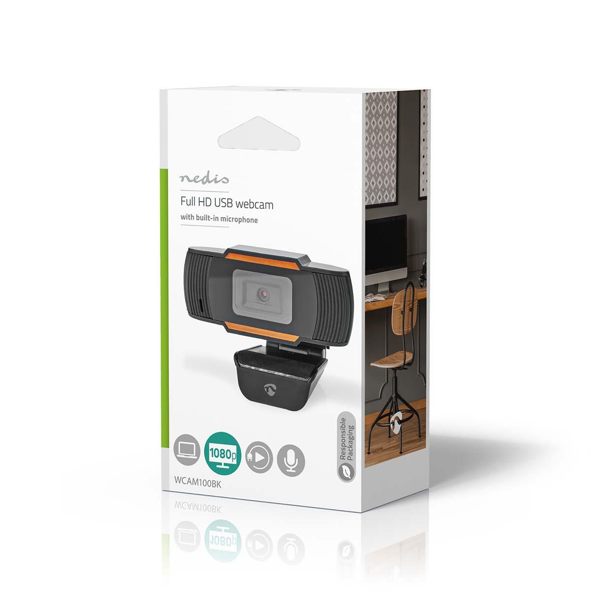 Nedis Webcam | Full HD@30fps | Fixed Focus | Built-In Microphone | Black