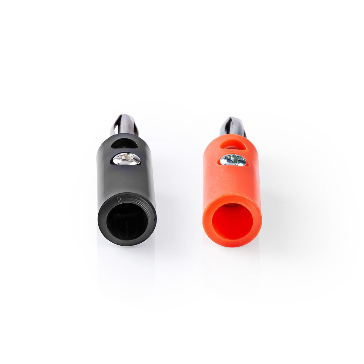 Nedis Banana Connector | Straight | Male | Nickel Plated | Screw | Cable input diameter: 4.5 mm | PVC | Black / Red | 4 pcs | Box