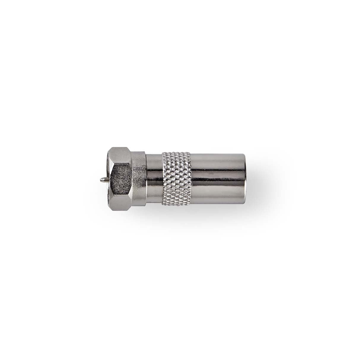 Nedis Satellite & Antenna Adapter | F Male | IEC (Coax) Male | Nickel Plated | 75 Ohm | Straight | Metal | Silver | 1 pcs | Box