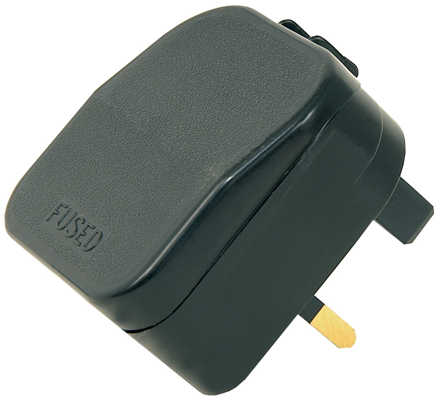 European 2 Pin EU Cable to UK Mains Plug Converter Adapter FCP Clamp-On 5A - Black