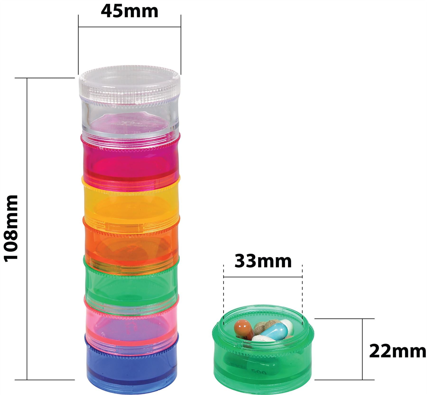 7 Day Stackable Pill Dispenser Tablet Organiser Tower 1 Compartment per Day for Those who take Tablets on a Daily Basis Easy Medication Management and Organisation Easy to Open Perfect for Travel