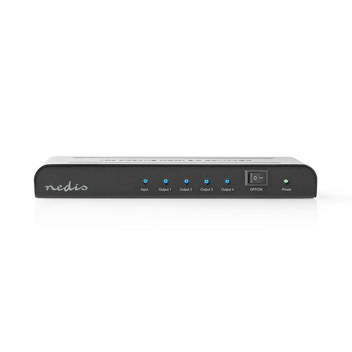 Nedis HDMI™ Splitter | 4 port(s) | HDMI™ Input | 4x HDMI™ Output | 4K@60Hz | 18 Gbps | Metal | Anthracite