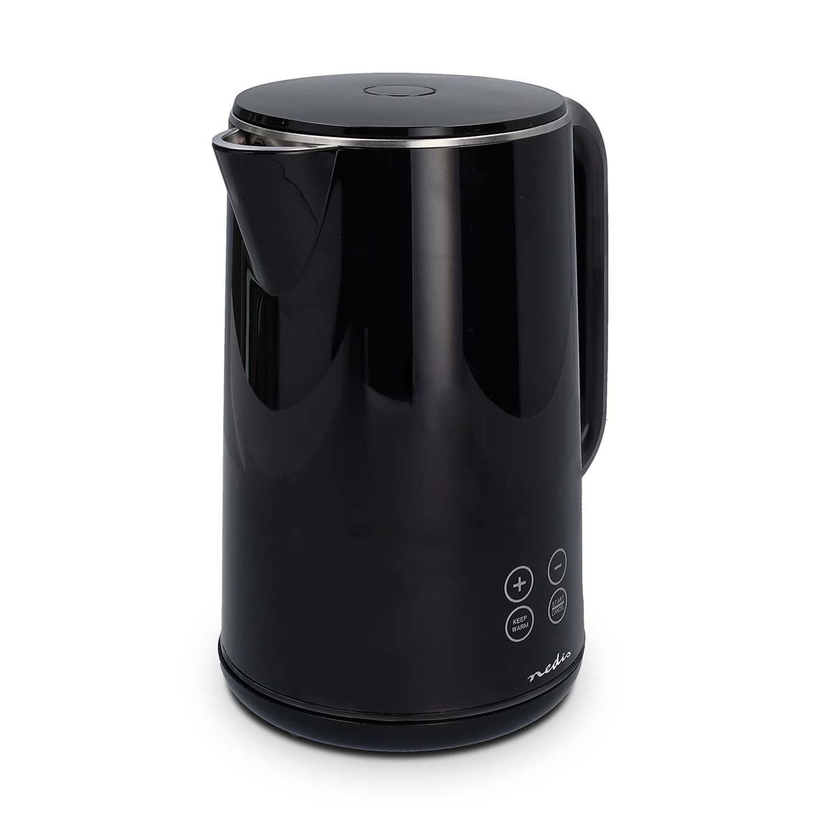 Nedis Electric Kettle 1.7L, Digital Temp Control 50-100oC, Keep Warm Function, 360 Degree Cordless Base, Black