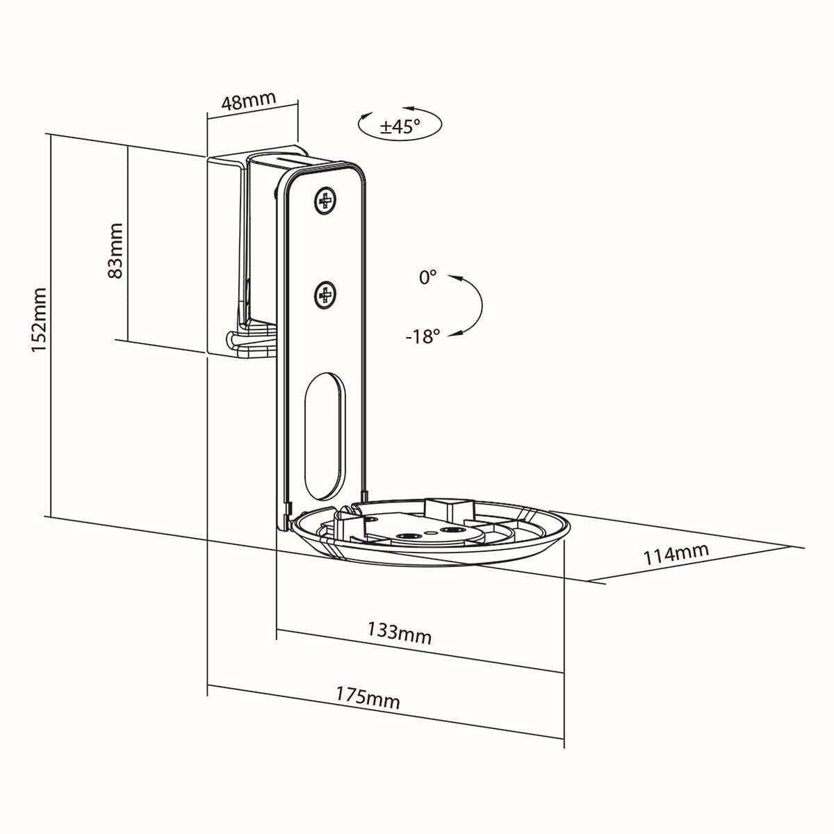 Nedis Speaker Wall Mount Bracket for Sonos Era 100, with Adjustable Tilt Swivel, Max. Capacity 3kg - White