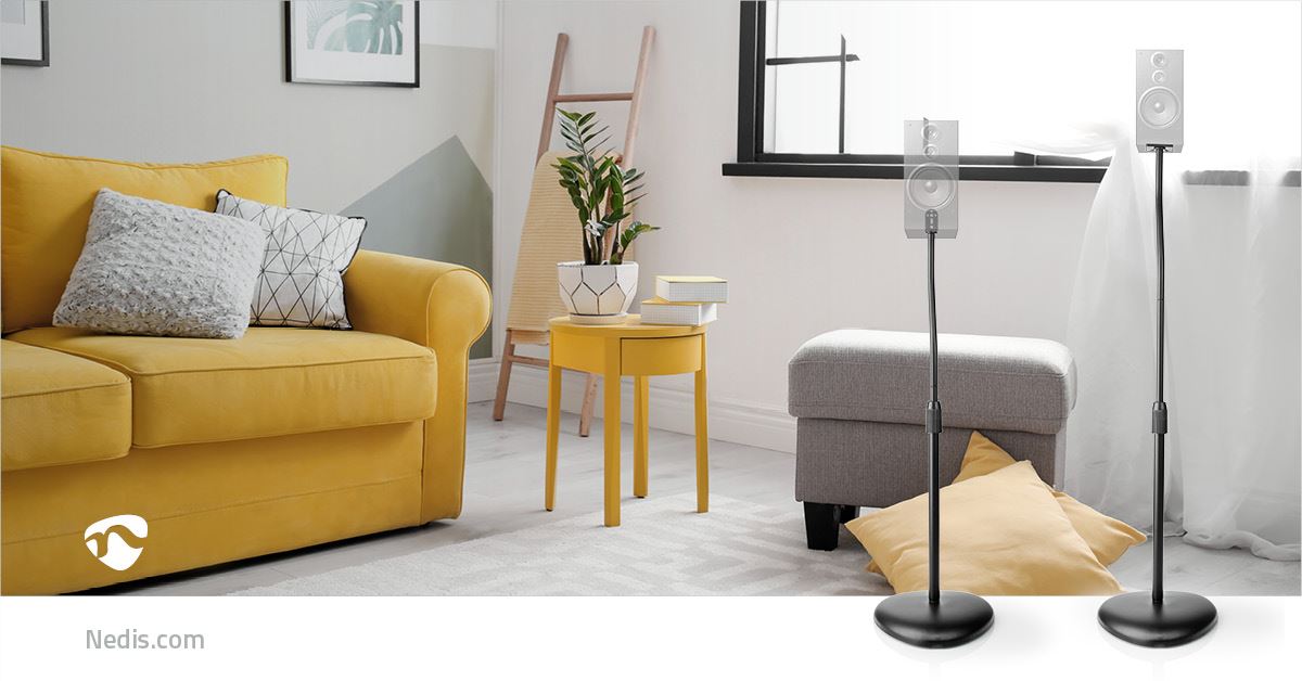 Nedis Speaker Mount | Compatible with: Universal | Floor | 4.5 kg | Height Adjustable | ABS / Steel | Black