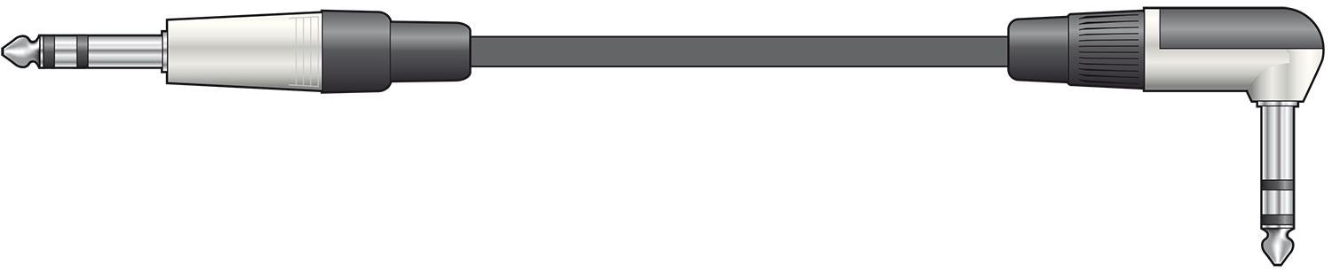 Citronic 3m Classic Audio Leads 6.3mm TRS Right Angle Jack Plug - 6.3mm TRS Jack Plug