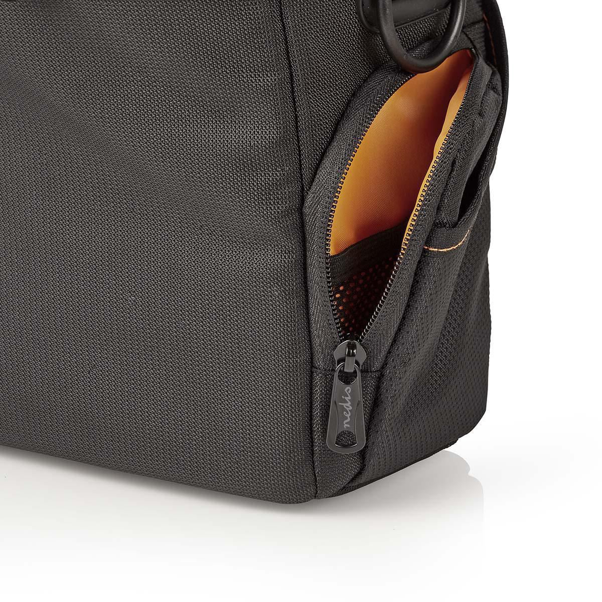 Nedis DSLR Camera Bag Shoulder Bag with 8 Compartments| Water-repellent Hood, 190 mm x 120 mm x 220 mm - Black / Orange