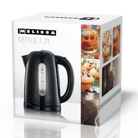 MELISSA 1.7L Electric Kettle with Quick Boil Time, Boil-Dry Protection, 360° Cordless Base, 2025W - Black