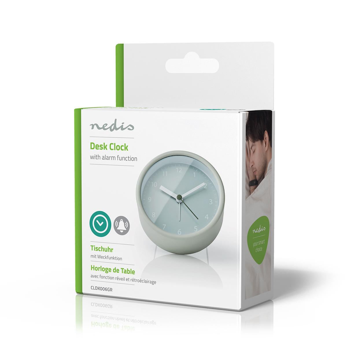 Nedis Analogue Desk Alarm Clock with Snooze function | Green
