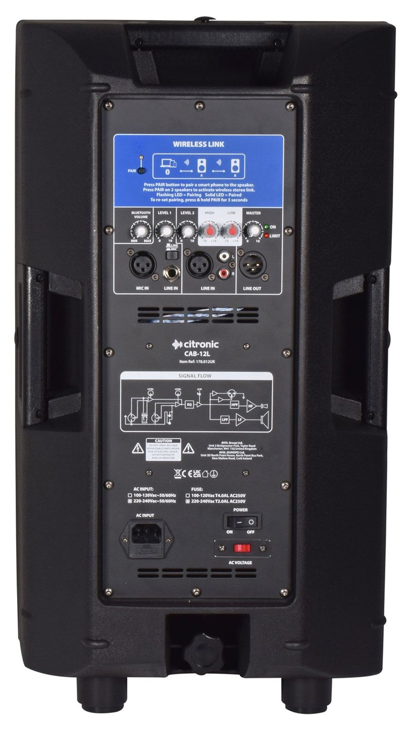 Citronic CAB-12L Full Range Passive Speaker Cabinet with Bluetooth  300W RMS