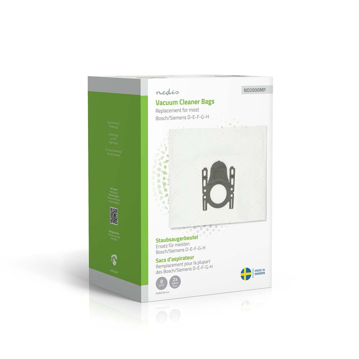 Nedis Vacuum Cleaner Bag | 8 pcs | Synthetic | Replacement for Bosch / Siemens D - E - F - G - H