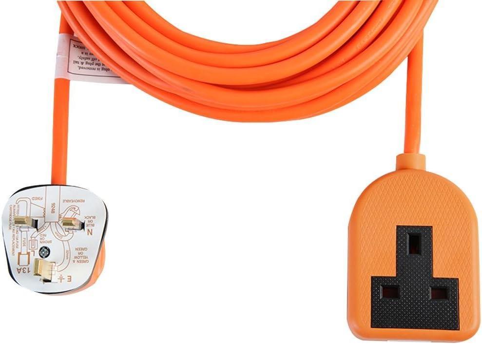 1 Gang 15m High Impact ABS Mains Extension Lead Socket 13A - Orange