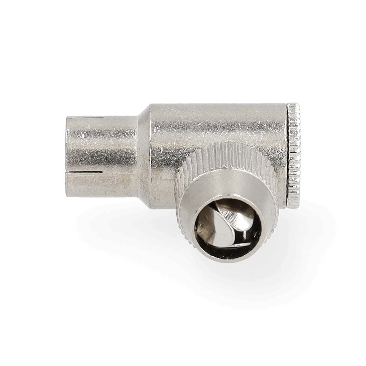 Nedis IEC (Coax) Connector | Angled 90° | Female | Nickel Plated | 75 Ohm | Screw | Cable input diameter: 7.0 mm | Metal | Silver | 2 pcs | Gift Box with Euro Lock