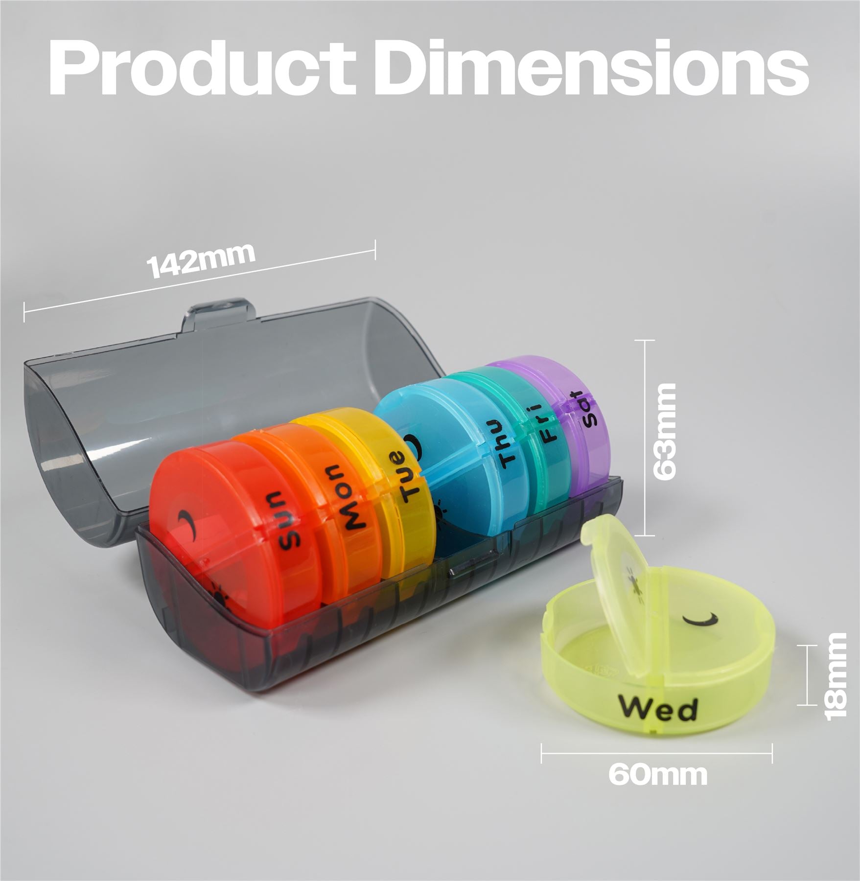 7 Day Pill Case.Removable Compartments,2 Times a Day,Medicine Storage Box,BPA Free,Food Safe,Tablet Organiser,Vitamin,Medication,Elderly,Disability,Mobility,Alzheimers,Dementia Box