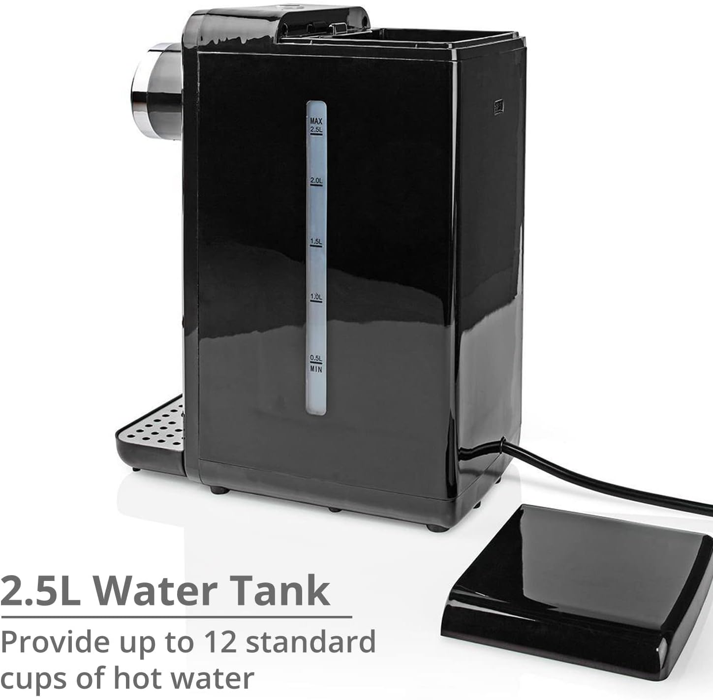 Nedis Instant Hot Water Dispenser, 2.5L Tank with Fast Boil, Variable Dispense, Adjustable Temperature, Boil Dry & Overheat Protection