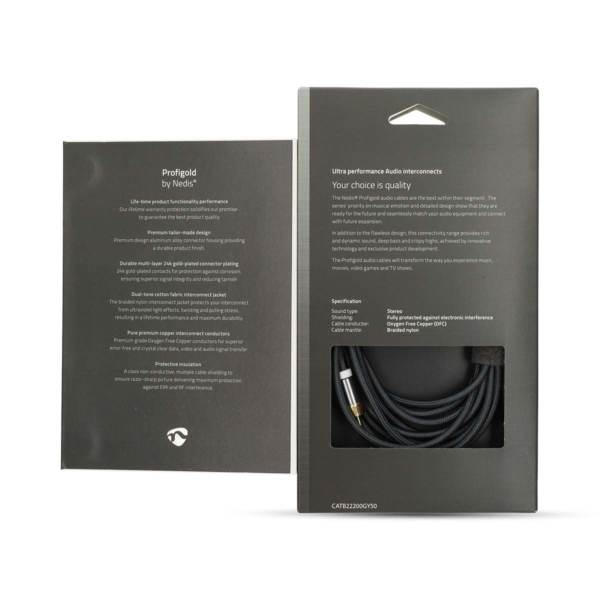 Nedis Stereo Audio Cable | 3.5 mm Male | 2x RCA Male | Gold Plated | 5.00 m | Round | Gun Metal Grey | Cover Window Box