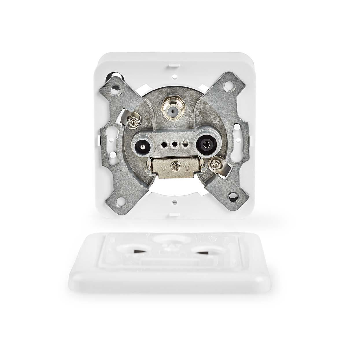 Nedis Antenna End Wall Box | 1x F-Connector Female / 1x IEC Connector Female / 1x IEC Connector Male | 75 Ohm | Return path | Silver / White