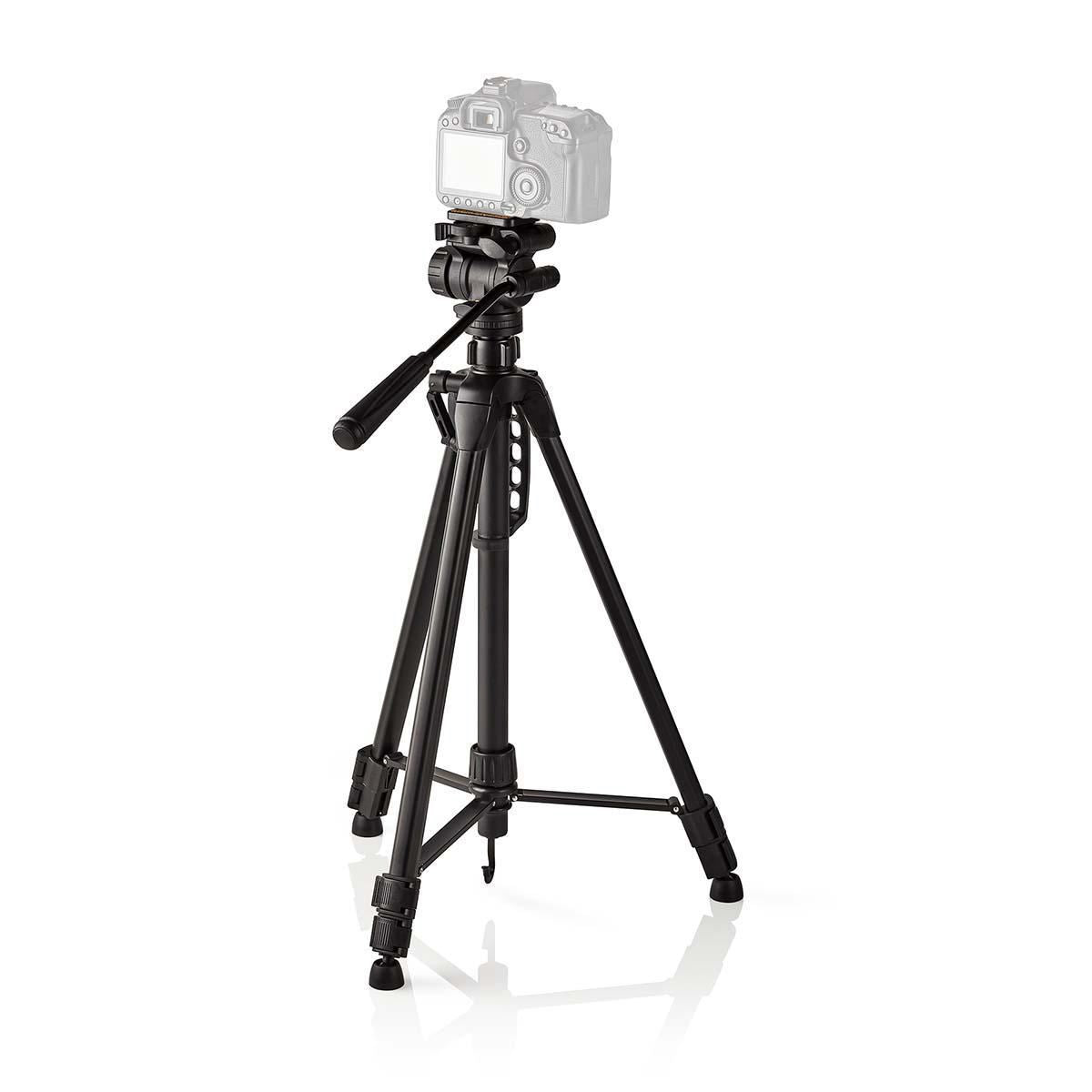 Nedis Tripod | Maximum load capacity: 3.0 kg | Minimum working height: 60.0 cm | Maximum working height: 165.0 cm | 3 Segments | Pan & Tilt | Travel bag included | Self levelling feet | ABS / Aluminium | Black