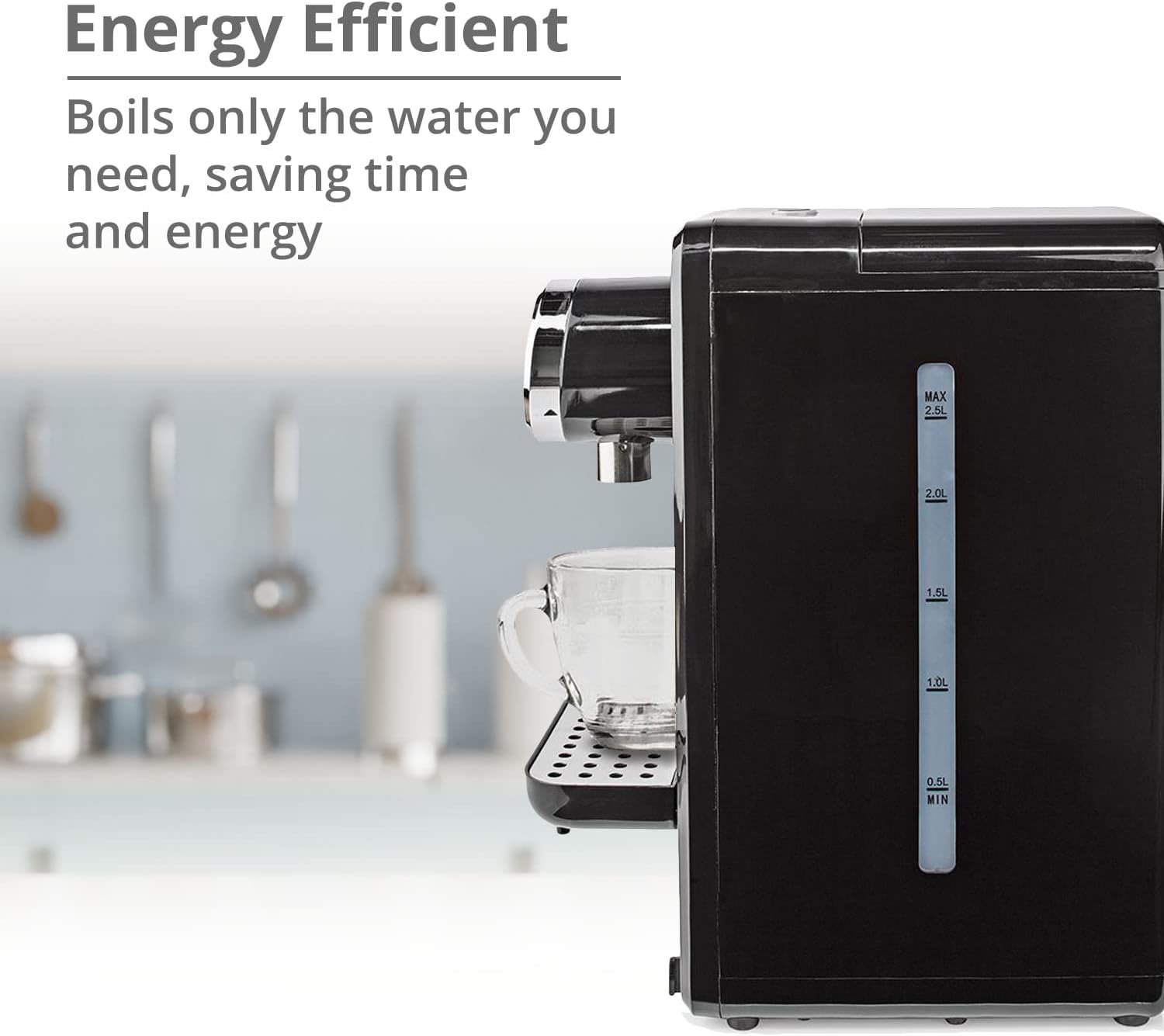 Nedis Instant Hot Water Dispenser, 2.5L Tank with Fast Boil, Variable Dispense, Adjustable Temperature, Boil Dry & Overheat Protection