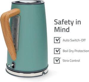 Nedis 1.7L Soft Touch Jug Kettle with Wood Effect Handle, Overheat Pro