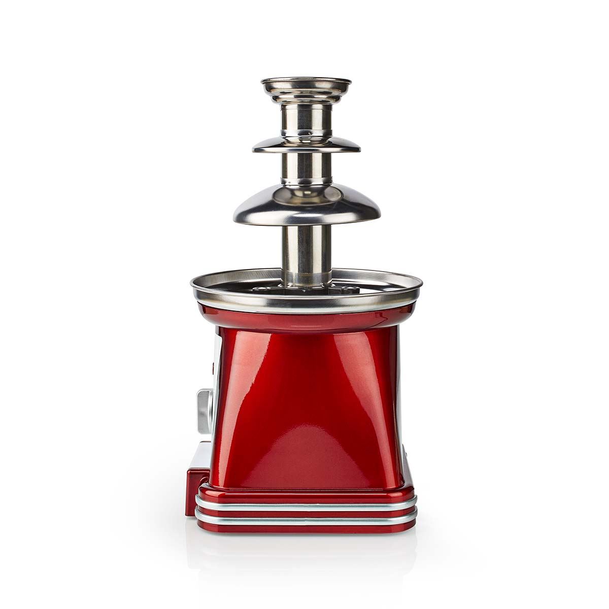 MELISSA Chocolate Fountain, Retro 3 Tier Table Top Machine with 500ml Capacity, Heat & Motor Settings, 90W - Red/White