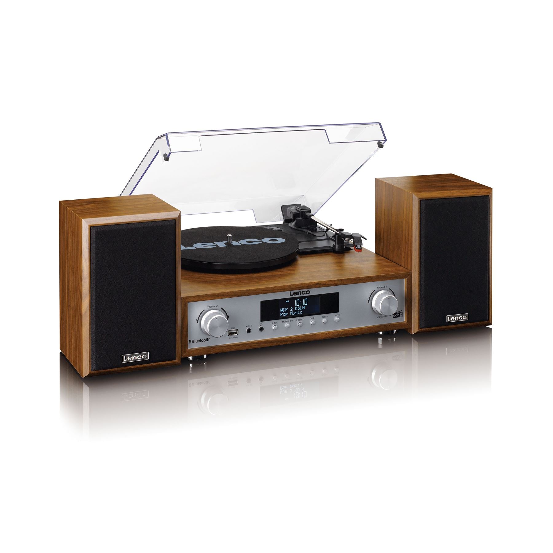 Lenco Complete HiFi Stereo System with Record Player | DAB+/FM Radio | Bluetooth® Speakers | Wood