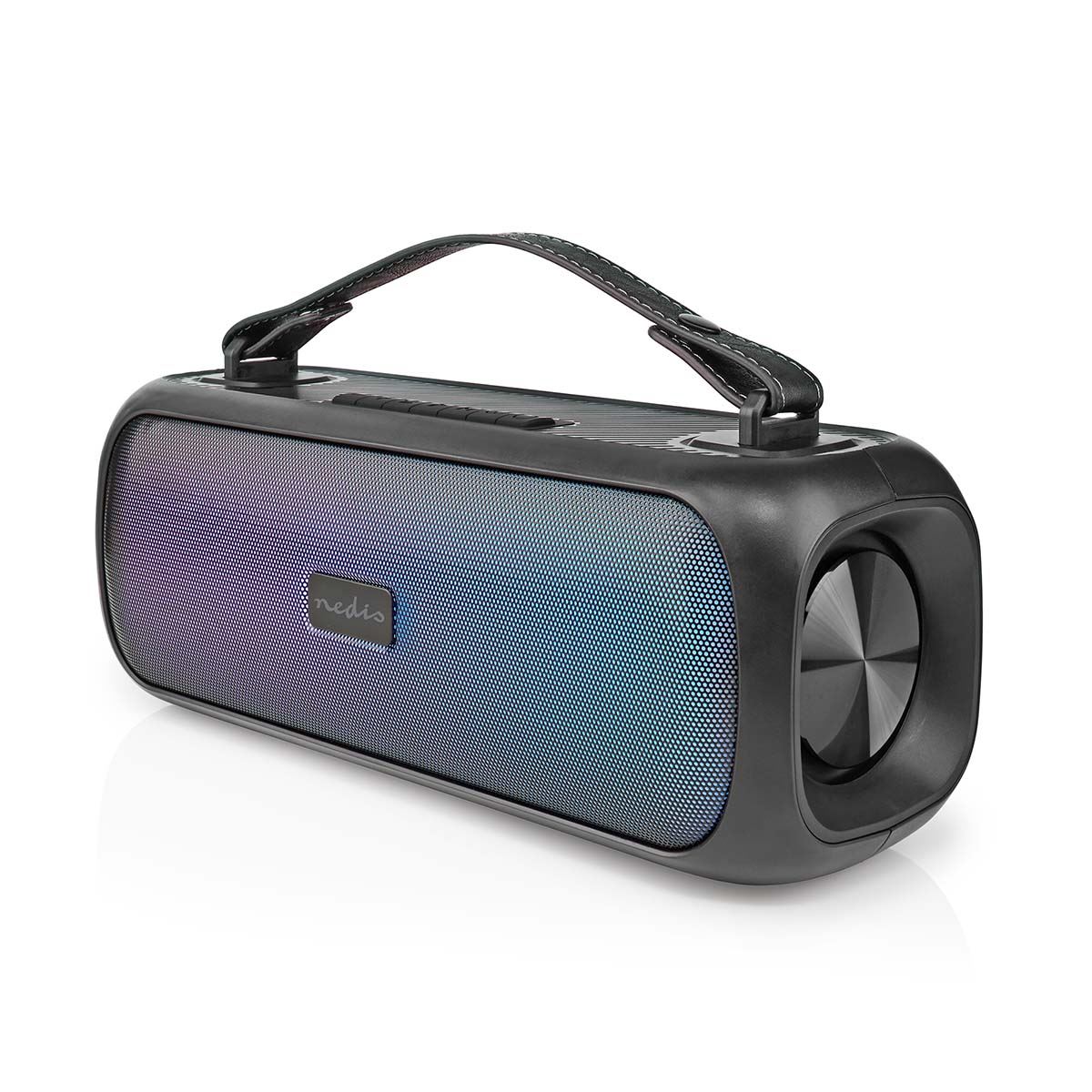 Nedis Bluetooth Party Base Portable Boombox, 45W, Rechargable 4.5hr Playback, USB AUX, IPX5 Water-Resistant, Party RGB Lights, Black