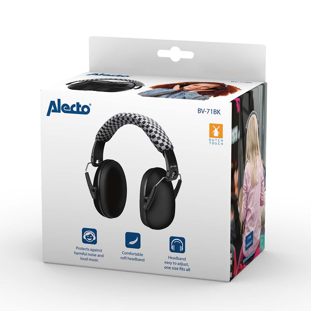 Alecto BV71BK Kids Ear Defenders Children, Age 3-16, Certified 29dB, Adjustable Size, Noise Cancelling Headphones Kids, Ear Defenders Autism, Ear Muffs for Toddler, Boys, Girls, School - Black