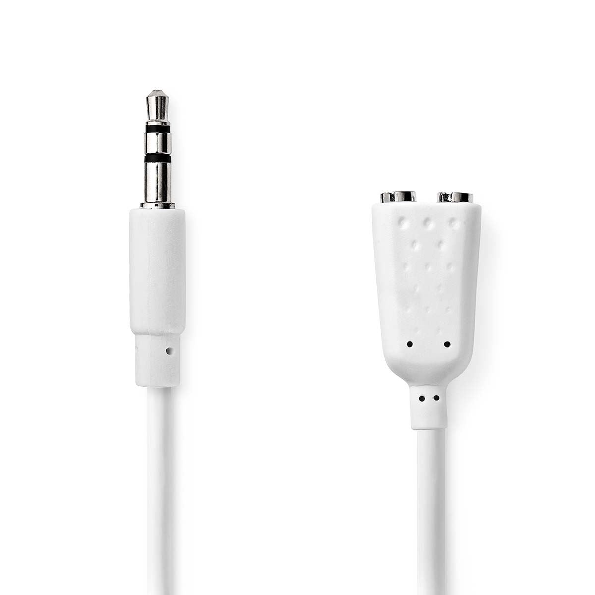 Nedis Stereo Audio Cable | 3.5 mm Male | 2x 3.5 mm Female | Nickel Plated | 0.20 m | Round | White | Envelope