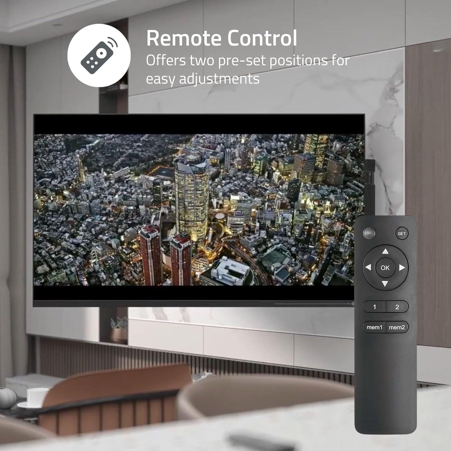 Nedis Motorised Swing TV Wall Mount Bracket for 32-75" Screen Max 50kg with Remote Control