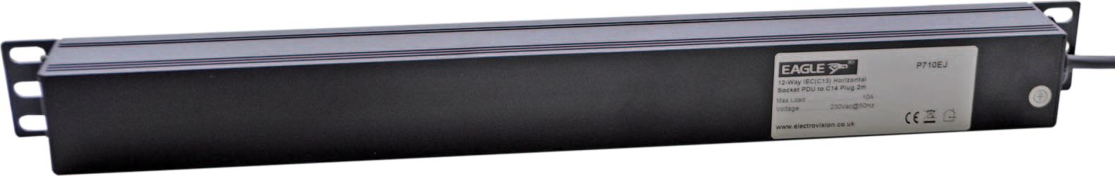 12-Way Horizontal IEC C13 Switched PDU 19-Inch 1U Power Distribution Unit 2m