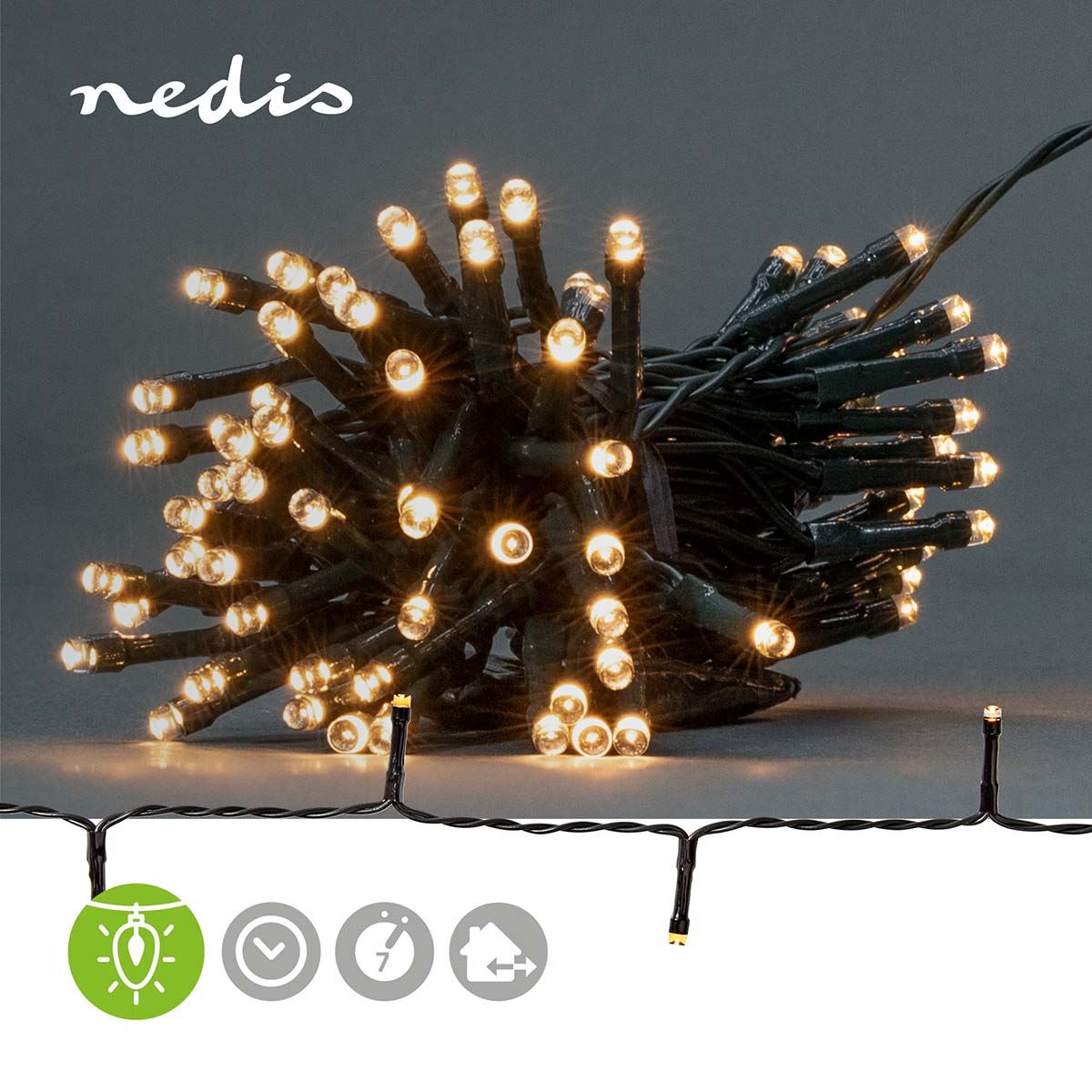 Nedis Christmas Lights | String | 48 LED's | Warm White | 3.60 m | Light effects: 7 | Indoor & Outdoor | Battery Powered