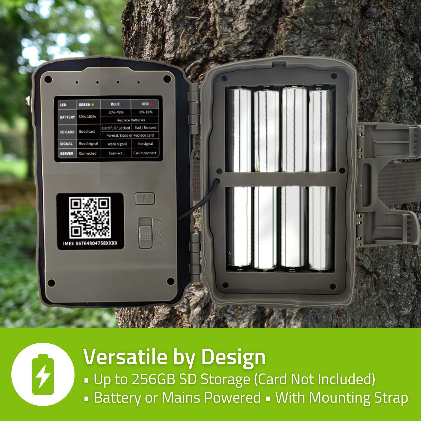 Nedis Wildlife Camera 4G LTE Sim HD Trail Camera 30MP 50 Degree with Time Lapse 20m Black LED Night Vision Motion Activated Hunting Camera IP65 Waterproof 0.3s Trigger Time for Wildlife Monitoring