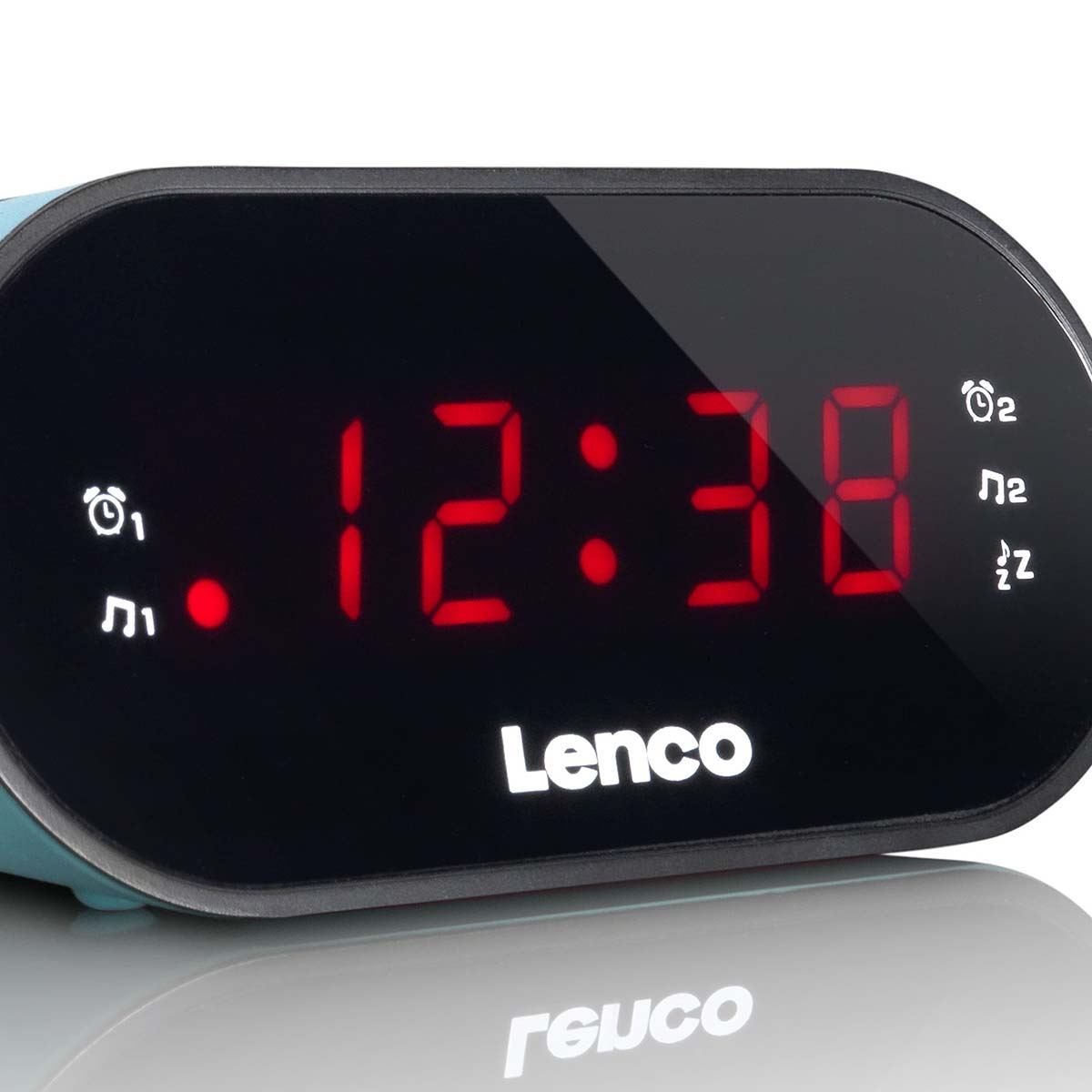 Lenco FM Alarm Clock Radio with Clear Read LED | Blue