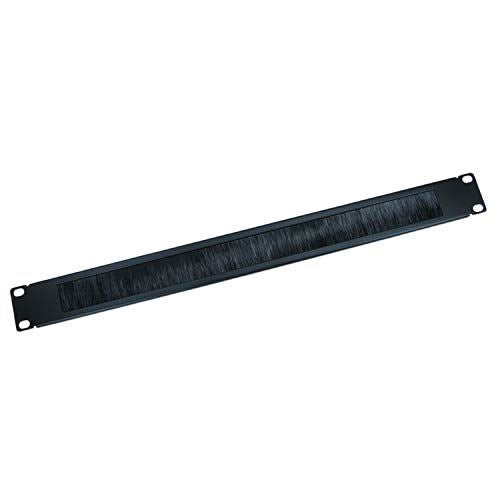 Ex-Pro 19 Inch Brush Strip Cable Management Panel, Sturdy 1U Rack Mount Brush Plate with Black Bristles
