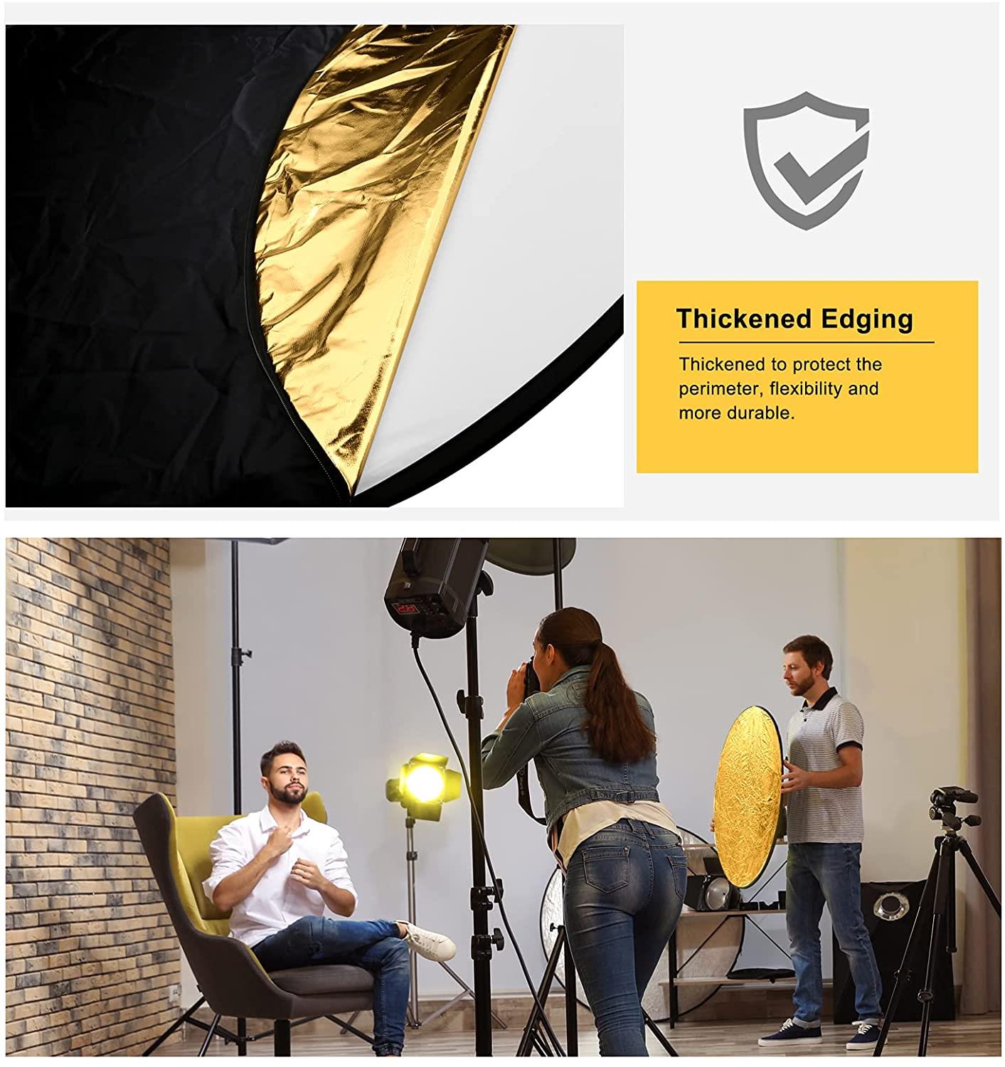 Ex-Pro 7 -in- 1 Photographic Light Reflector - 23" (58cm) Silver, Gold, Silver/Gold, White, Green, Blue & Translucent, Collapsible.