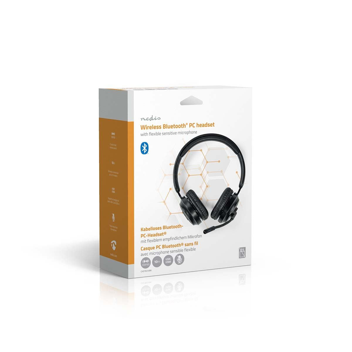 Nedis PC Headset | On-Ear | Stereo | Bluetooth | Fold-Away Microphone | Black