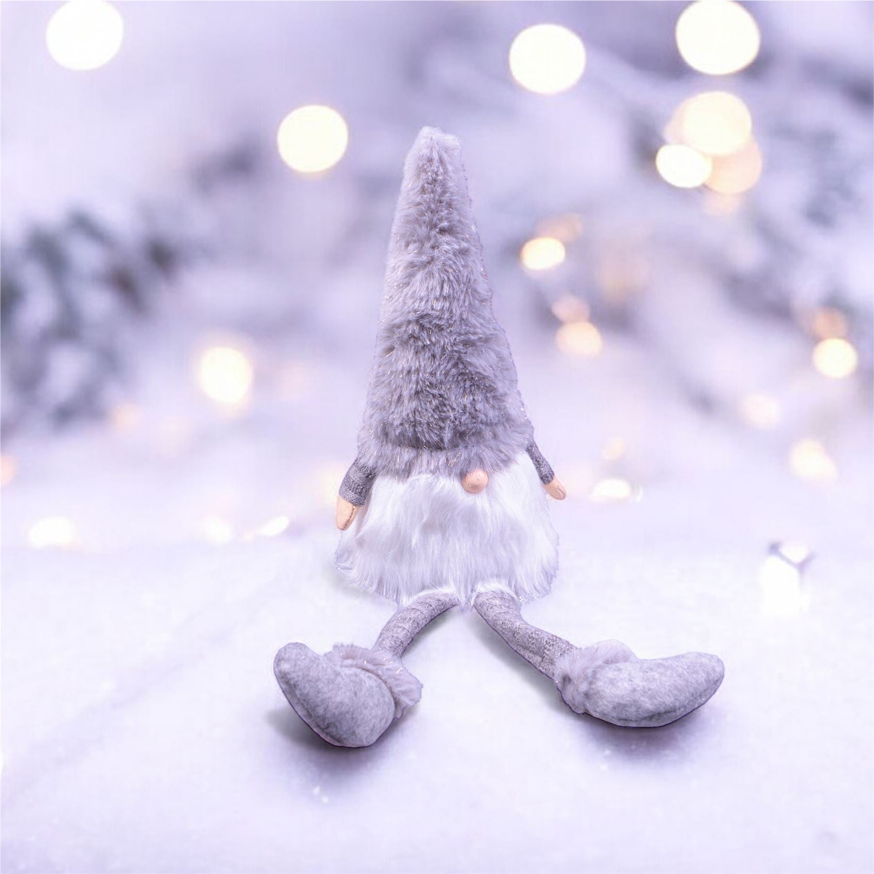 Christmas Long Legged Gonk Nordic Style Gnome Xmas Decoration - Henderick (Grey)