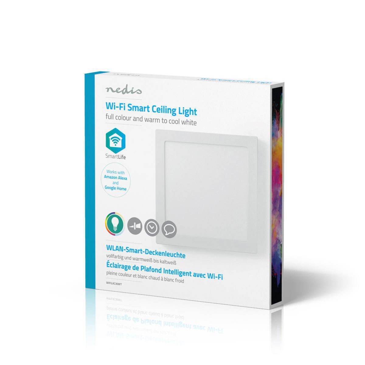 Nedis SmartLife Wi-Fi Ceiling Light Square Cool White / RGB / Warm White | 1400 lm | 2700 - 6500 K | IP20 | Energy class: G | Android™ / IOS