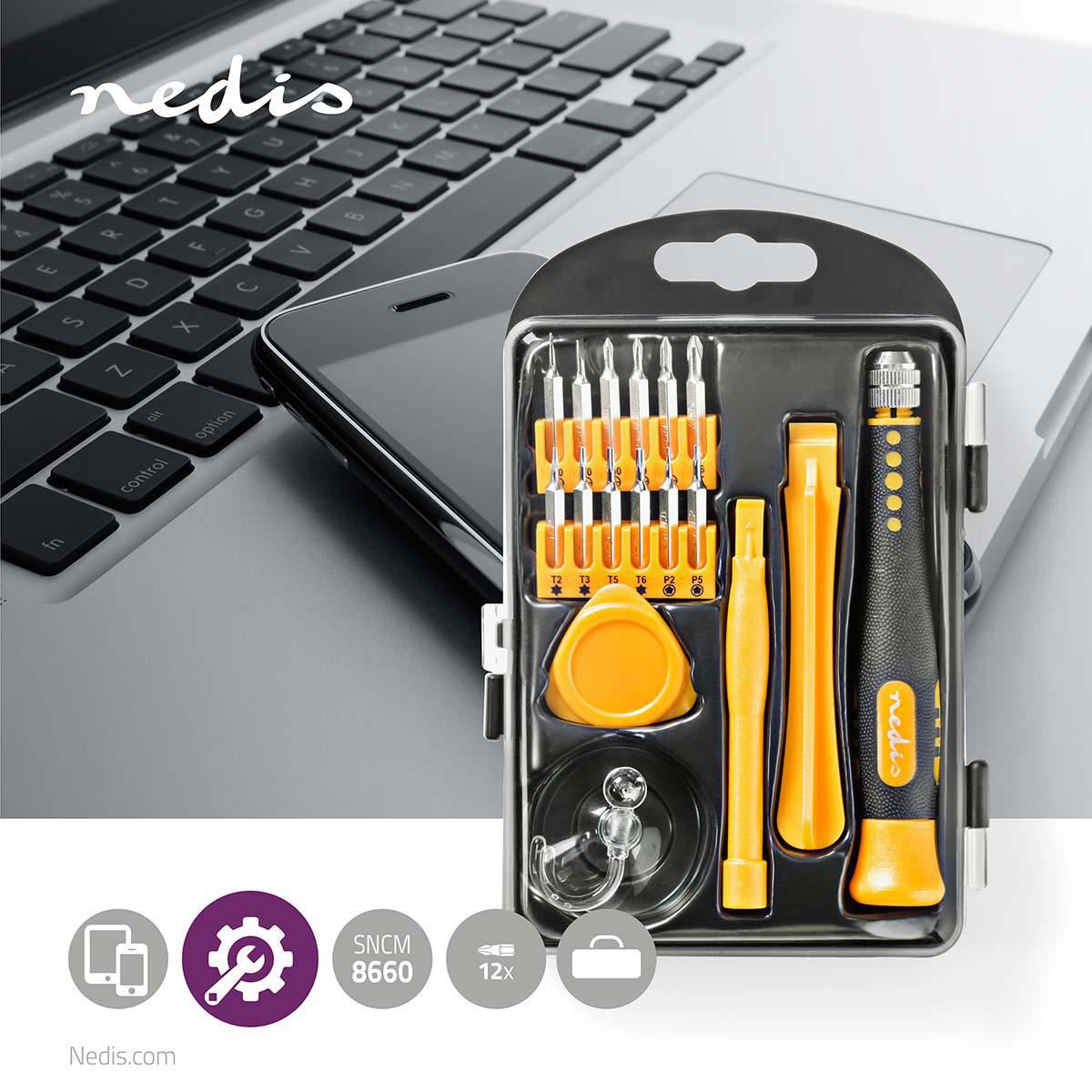 Nedis Phone/tablet repair set | 17-in-1 | PC / Smartphone / Tablet | Philips bits | Slotted bits | Pentalobe bits | Tri-wing bits